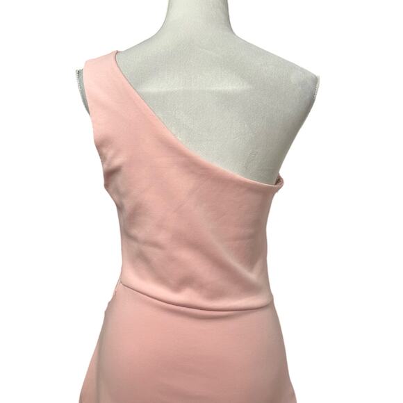 Lulus Bodycon Dress What About Tonight One Shoulder Neckline Stretch Pink M NWOT - Picture 7 of 10